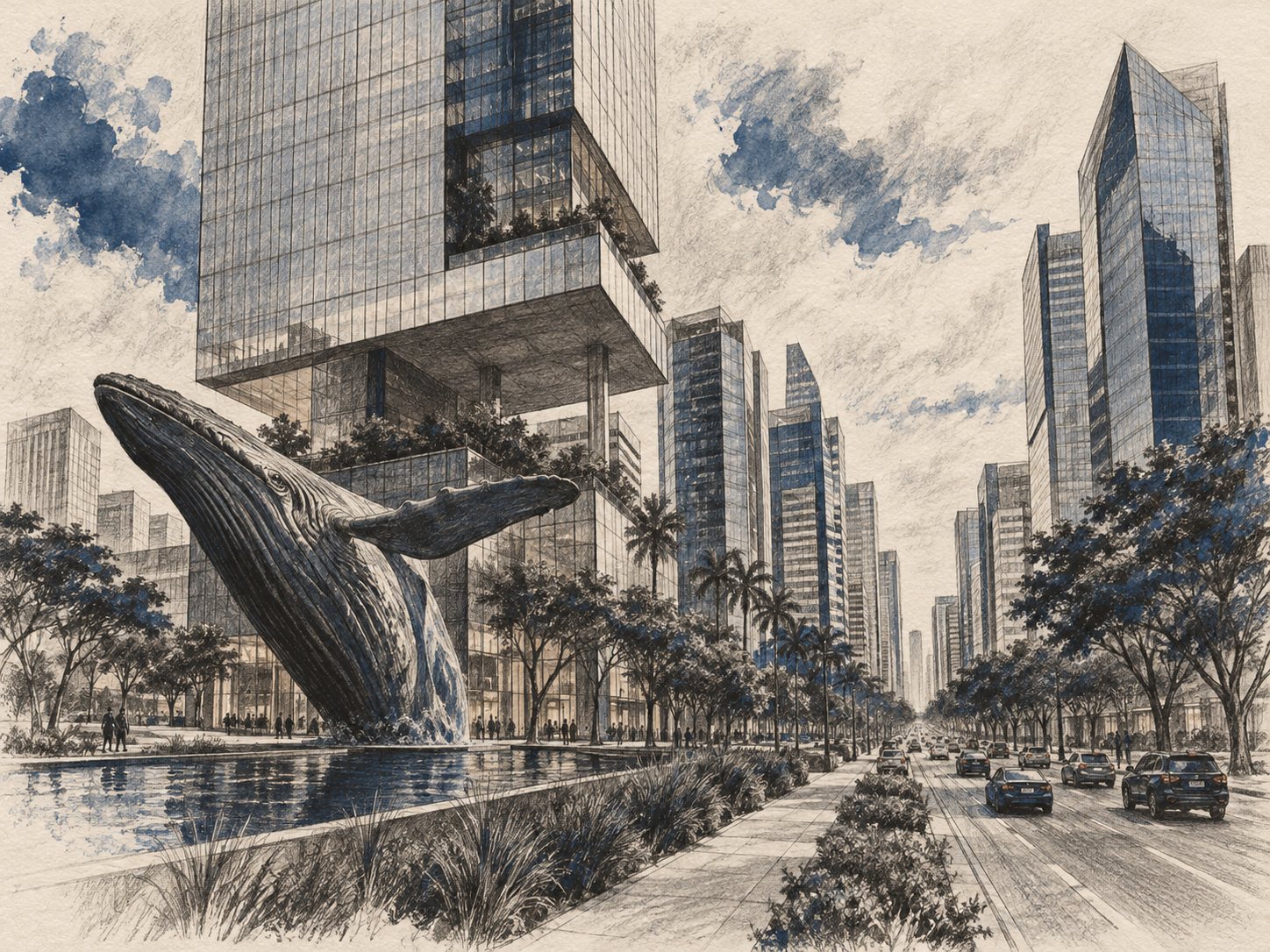 Desenho artístico da Avenida Faria Lima, em São Paulo
